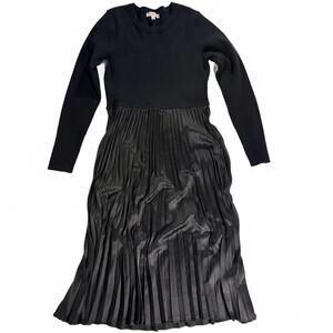 Nanette by Nanette Lepore Pleated Sweater Dress Holiday Glam Modest Size M Black